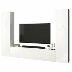 Parete attrezzata in legno 290cm antracite e acero - Arga