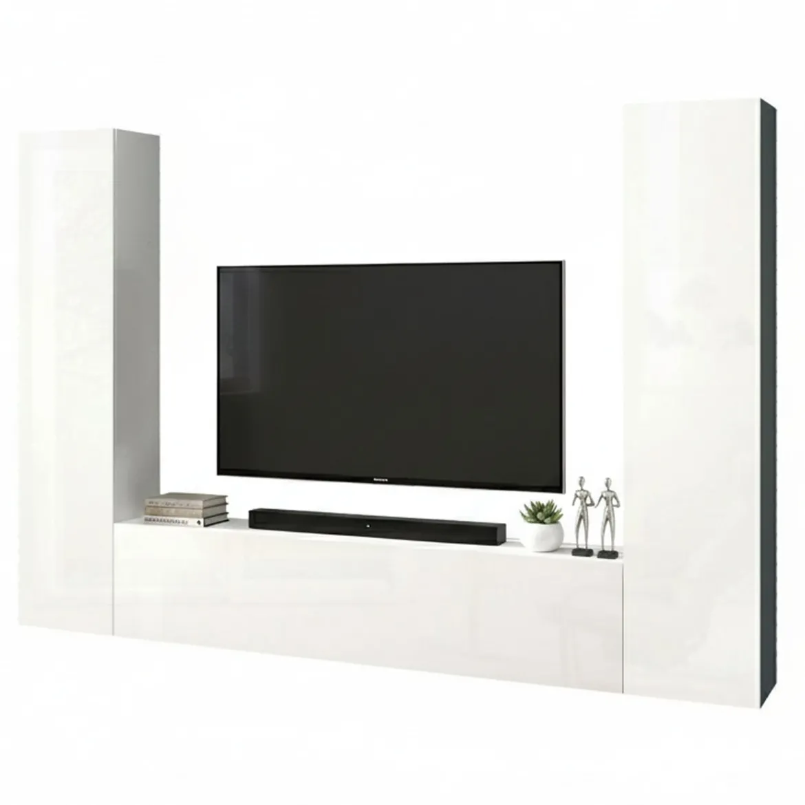 Parete attrezzata in legno 290cm antracite e acero - Arga
