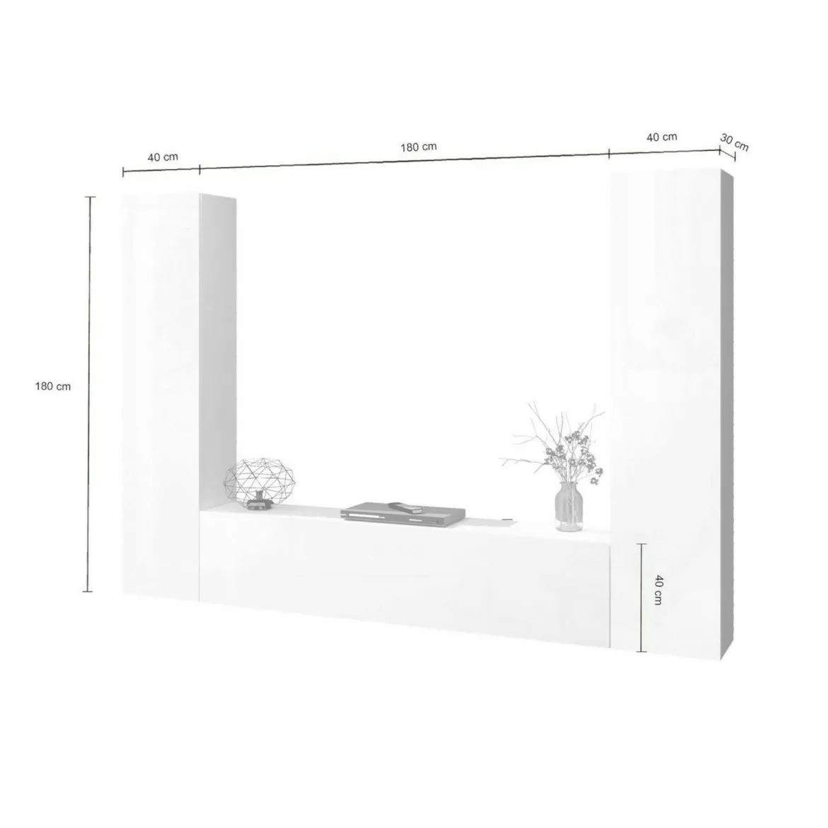Parete attrezzata in legno 290cm antracite e acero - Arga