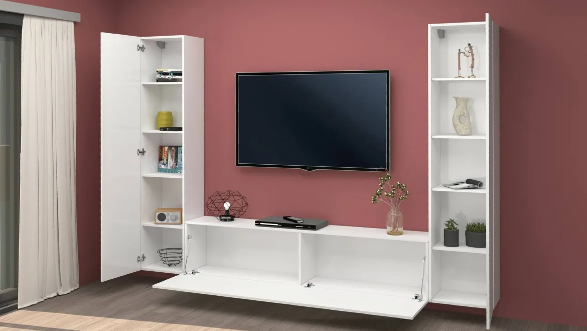 Parete attrezzata in legno 290cm antracite e acero - Arga