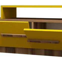 Parete Attrezzata Marrone Noce Giallo Modulabile 10 Ripiani, 5 Ante - Serralta