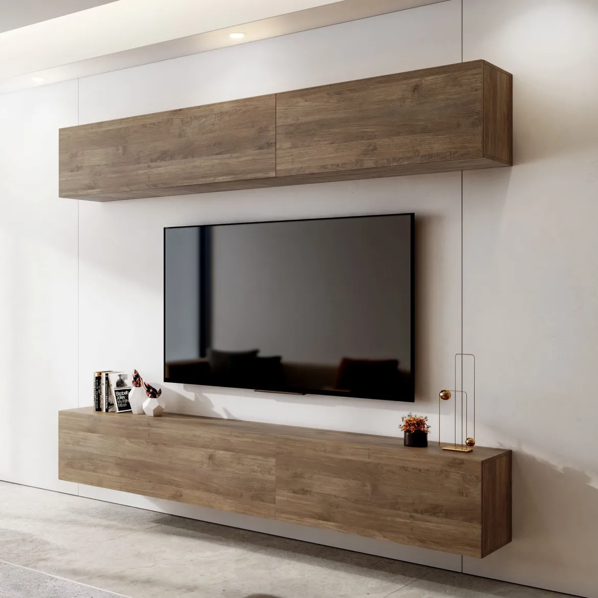 Parete Attrezzata Marrone Noce Modulabile 5 Ripiani, 5 Ante - Gate