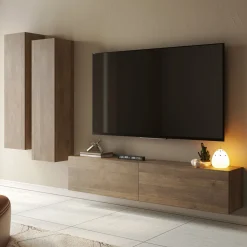 Parete Attrezzata Marrone Noce Modulabile 5 Ripiani, 5 Ante - Gate