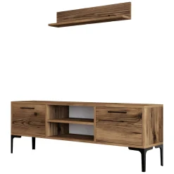 Parete Attrezzata Marrone Noce blu Modulabile 8 Ripiani, 4 Ante - Vanzago