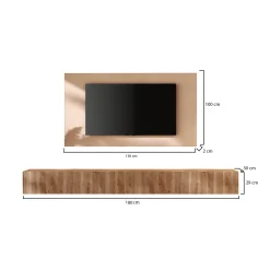 Parete Attrezzata Marrone Pero Bianco Crema Modulabile Apertura Standard, set Componibile Made in Italy - Buti