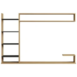 Parete Attrezzata Marrone Rovere Nero 8 Ripiani set Componibile, 5 Vani - Viggiona