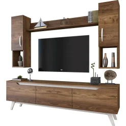 Parete attrezzata moderna 180cm noce e crema - Gordon