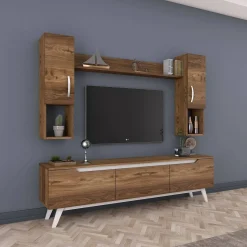 Parete attrezzata moderna 180cm noce e crema - Gordon