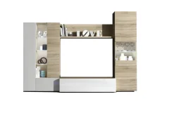 Parete attrezzata moderna 290cm bianca lucida - Arga