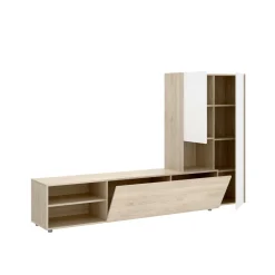 Parete attrezzata multifunzione 227cm bianca e rovere - Abrino