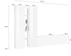Parete Attrezzata Nero Antracite 14 Ripiani Modulabile 310x30x180h cm, 19 Vani - Intelvi