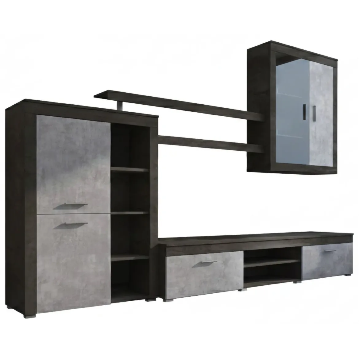 Parete Attrezzata Nero Antracite Grigio 11 Ripiani Modulabile, 18 Vani - Casies