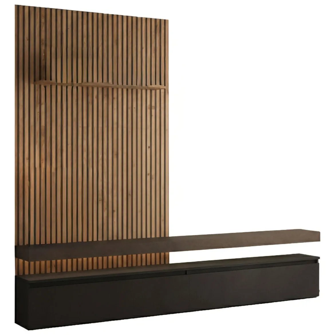 Parete Attrezzata Nero Antracite Marrone Pero Modulabile set Componibile, Apertura Standard Made in Italy - Ostana