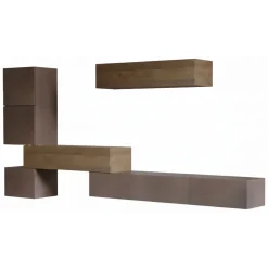 Parete salotto classica 340cm bronzo e noce - Lingling