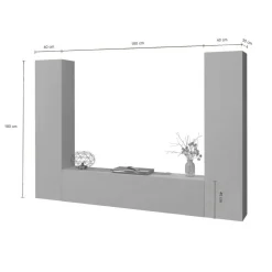 Parete salotto in legno 260cm antracite - Natasha