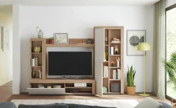 Parete salotto moderna 240cm bianca e rovere - Neera