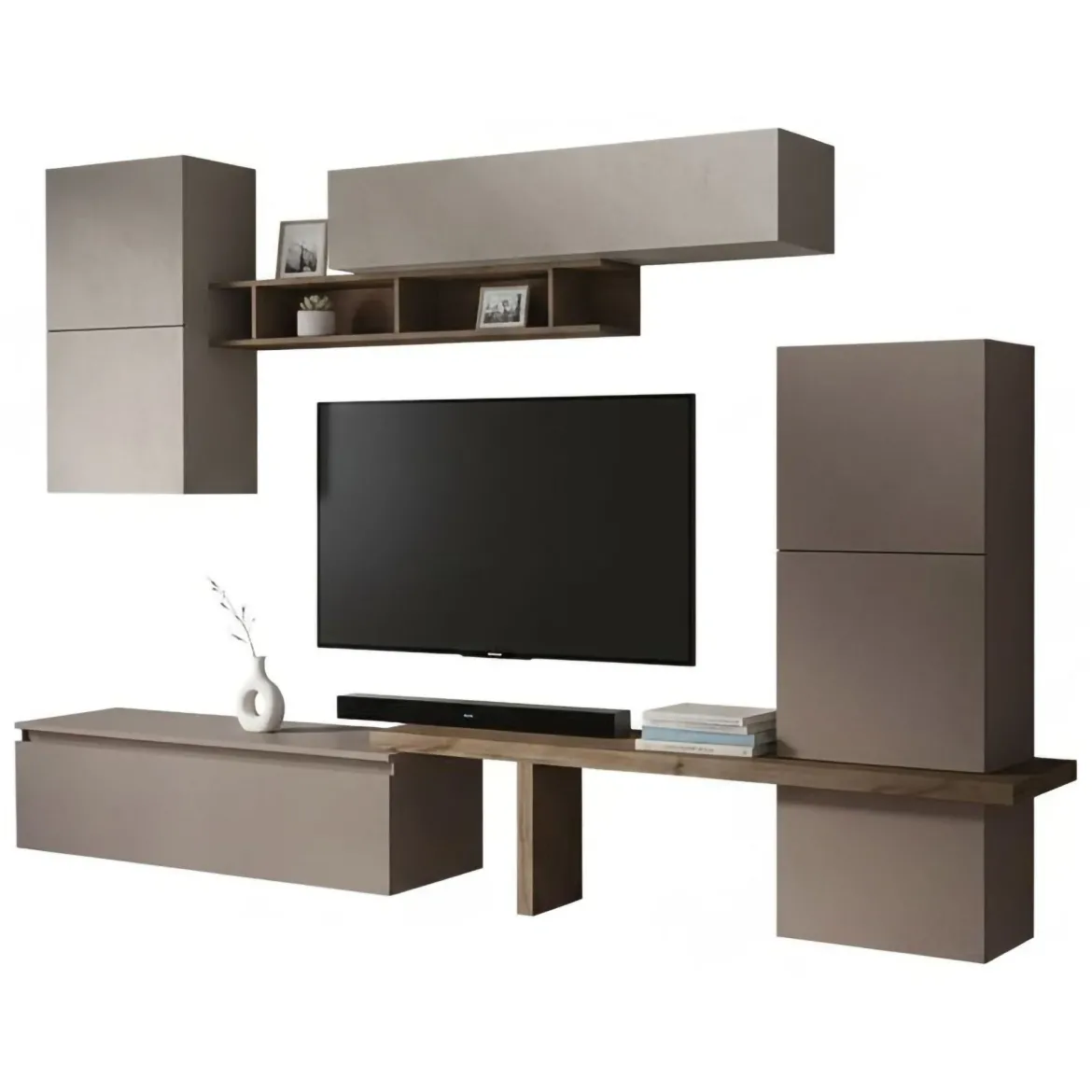 Parete salotto moderna 290cm bronzo e grigia - Tammy