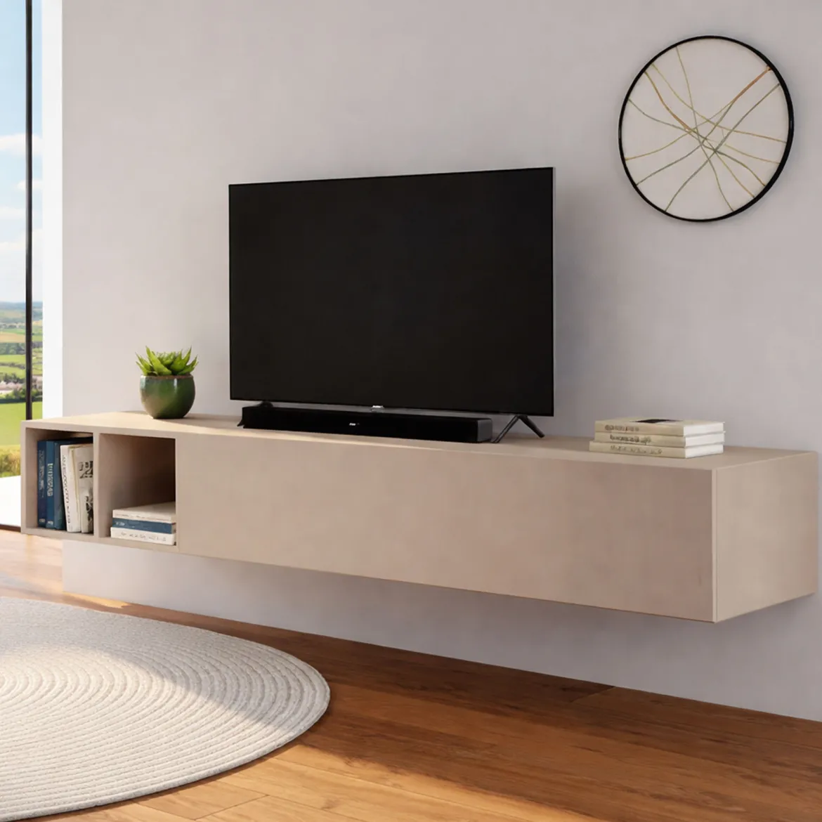 Parete salotto multifunzione 198cm nera e antracite - Felion