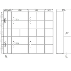 Parete salotto multifunzione 262cm ardesia e grigia scuro - Larix