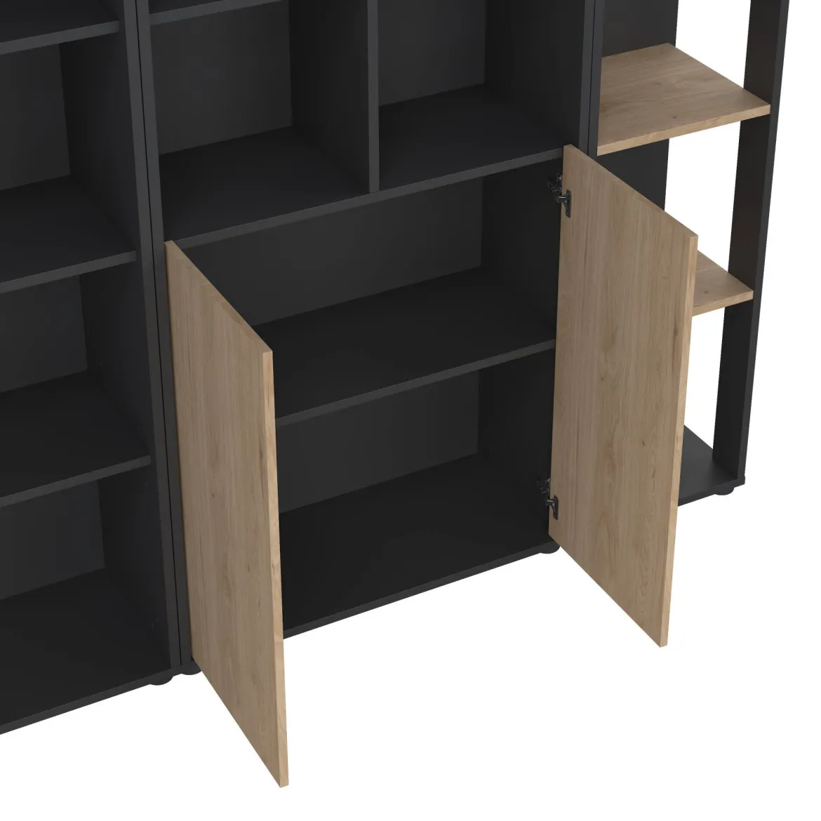 Parete salotto multifunzione 262cm ardesia e grigia scuro - Larix