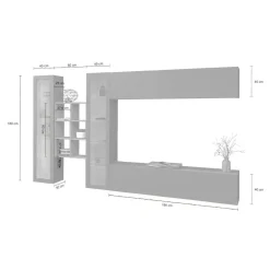 Parete salotto 18 ripiani 280cm antracite e acero - Alezio