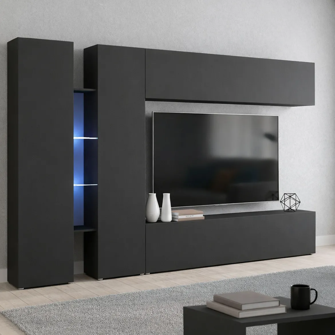 Parete salotto smart 280cm antracite - Enstatite
