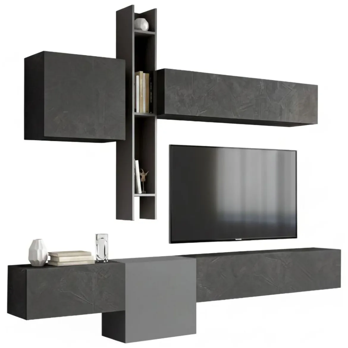 Parete salotto smart 262cm ardesia e grigia scuro - Douglas