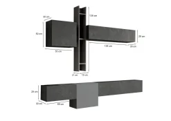 Parete salotto smart 262cm ardesia e grigia scuro - Douglas