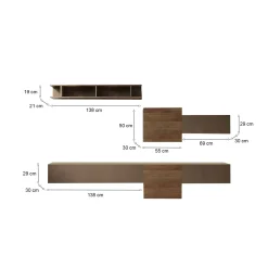 Parete salotto smart 262cm bronzo e noce - Tony