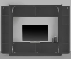 Parete soggiorno multifunzione 270cm antracite e rovere - Austis