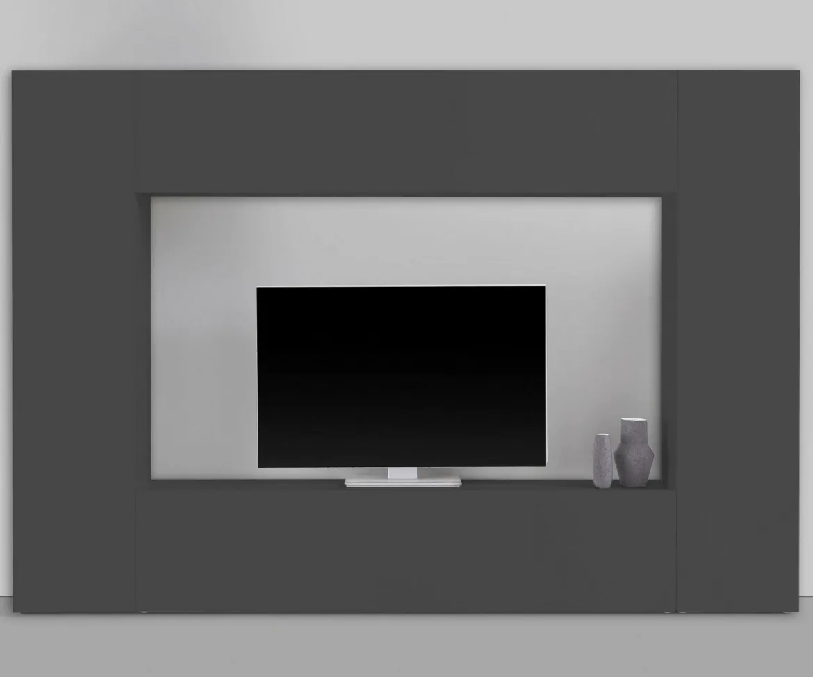 Parete soggiorno multifunzione 260cm antracite - Amel
