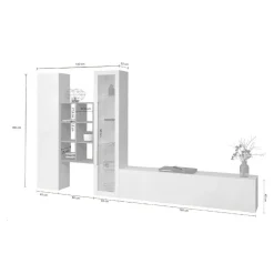 Parete soggiorno multifunzione 320cm bianca lucida - Ausonia