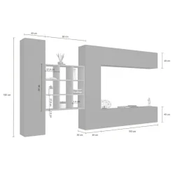 Parete soggiorno smart 350cm antracite - Agira