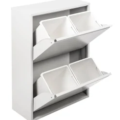 Pattumiera Bianco Capacità 72 (18 per Secchio) Fissaggio a Muro Opzionale 60x25x93h cm, 4 Cestini - Anukhatun