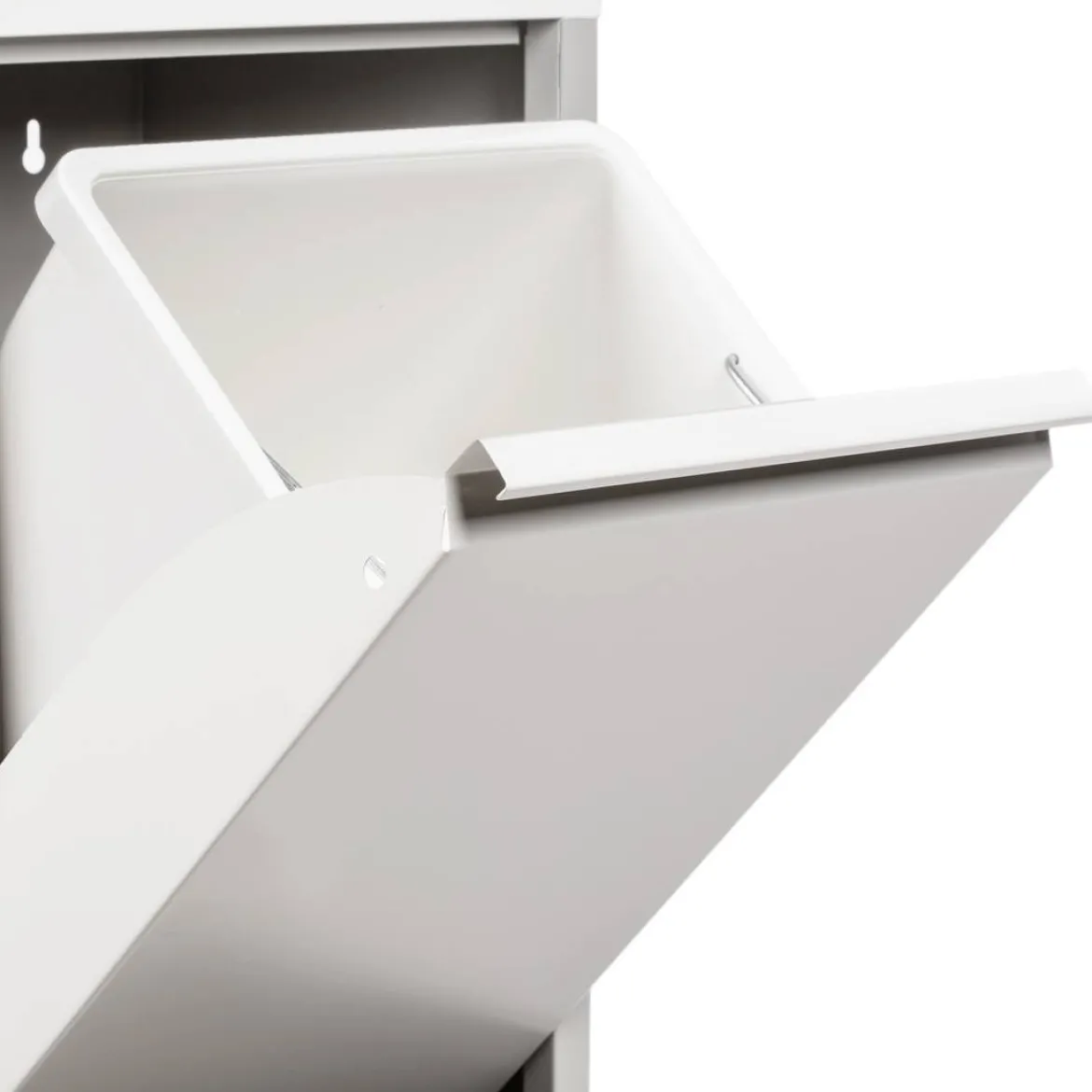 Pattumiera Bianco Capacità 72 (18 per Secchio) Fissaggio a Muro Opzionale 60x25x93h cm, 4 Cestini - Anukhatun