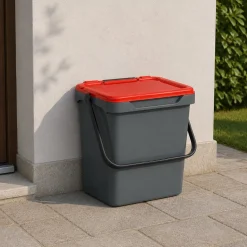 Pattumiera Rosso Capacità 37 lt un Cestino 40x31x39h cm, Made in Italy - Foscas