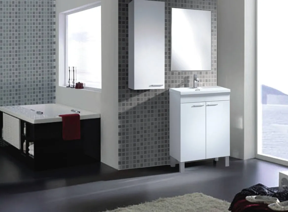 Pensile bagno modulabile 30x85h cm bianco lucido - Alcott