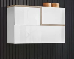 Pensile moderno 4 ante 100x63h cm bianco lucido e ardesia - Anico