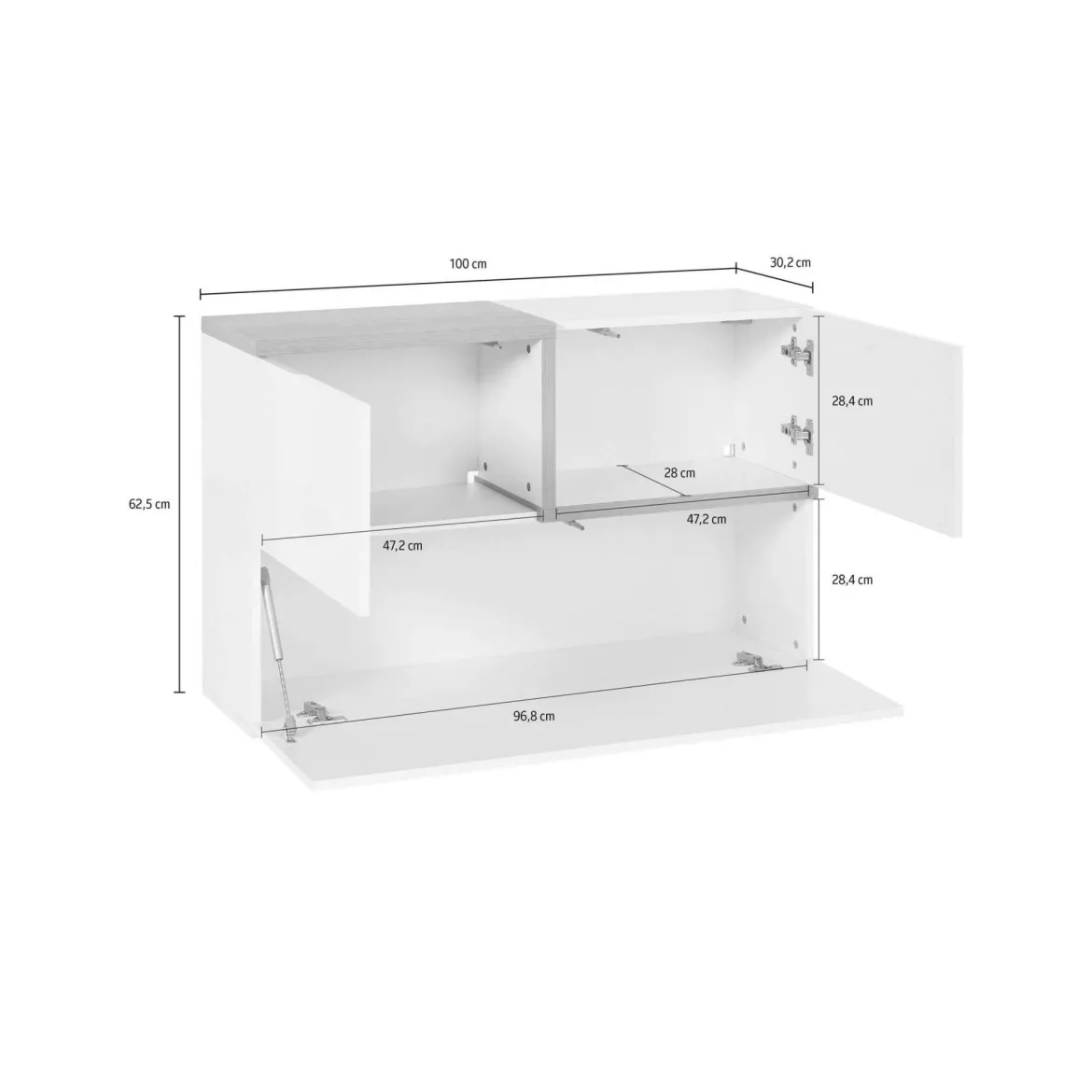 Pensile moderno 4 ante 100x63h cm bianco lucido e ardesia - Anico
