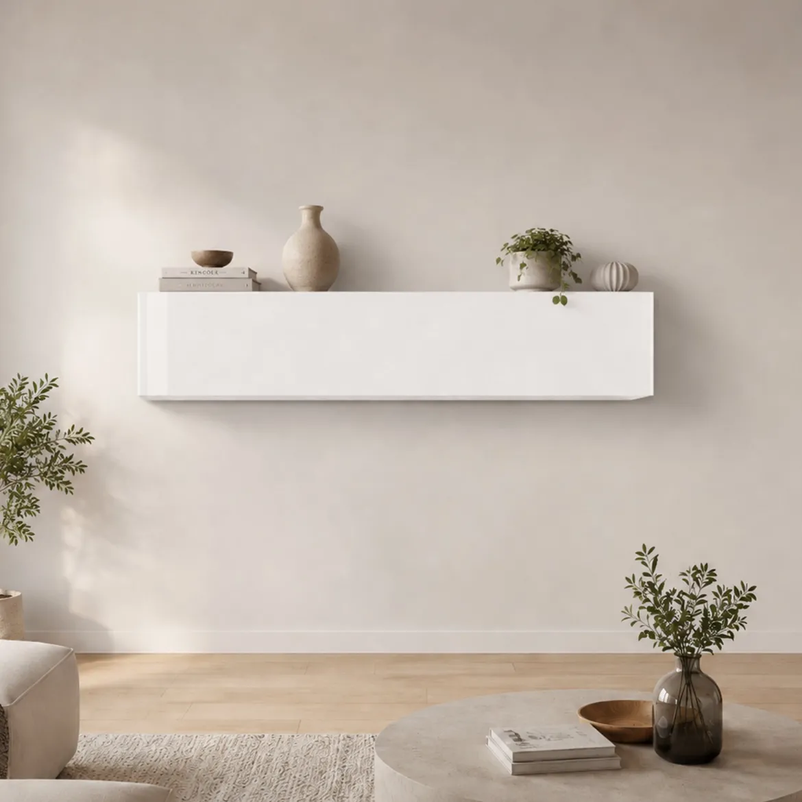 Pensile moderno 180x40h cm bianco lucido - Anette