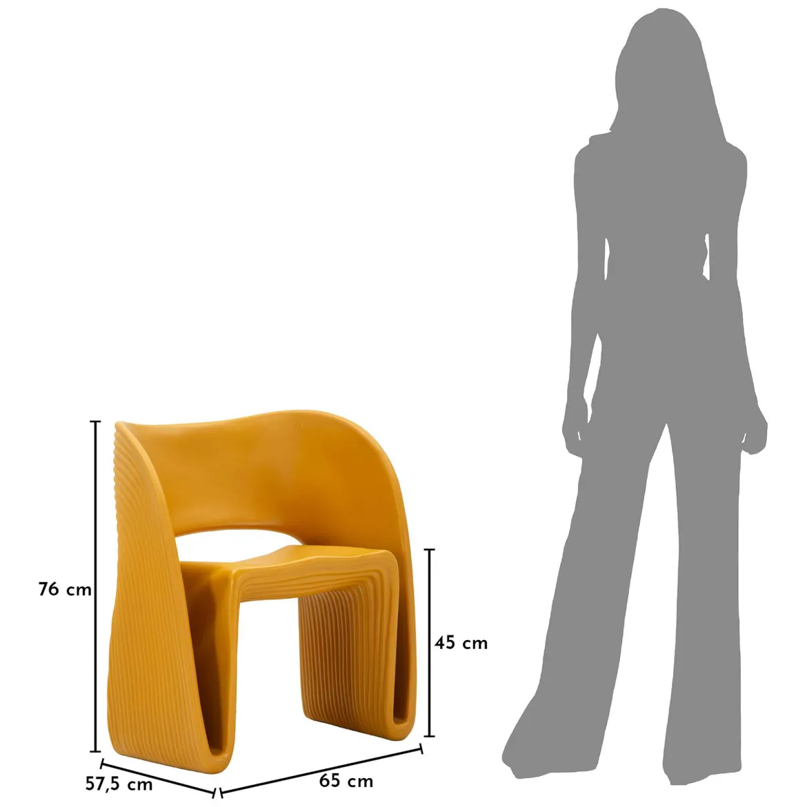 Poltrona Arancione Senape Adatto per Indoor/outdoor Braccioli 59x79x68h cm, Altezza Seduta 45 cm - Galire
