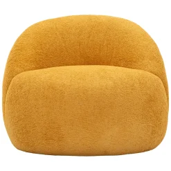 Poltrona Arancione Senape Rivestimento in Tessuto Bouclè Braccioli 80x56x83h cm, Materiale Struttura in Tessuto - Nubra