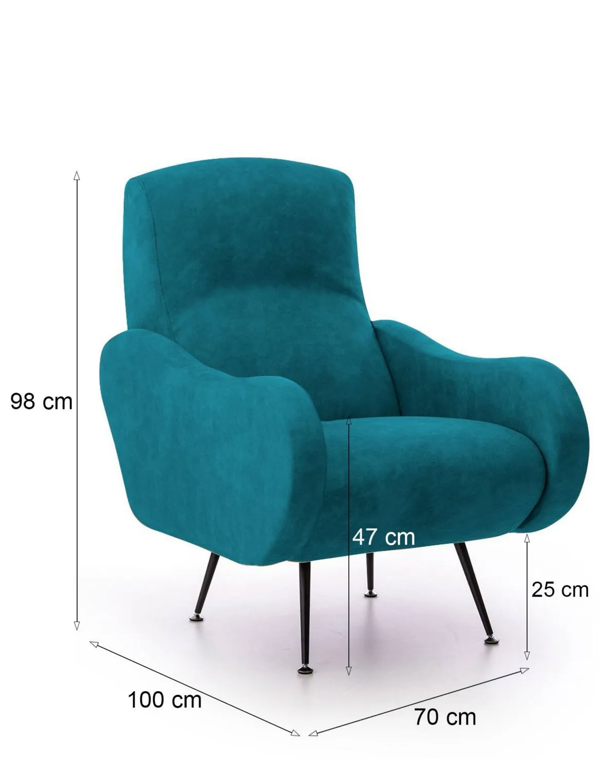 Poltrona Azzurro Braccioli Peso Supportato 90 kg 70x100x98h cm, Materiale Struttura in Legno Made in Italy - Lasnigo