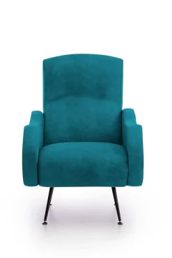 Poltrona Azzurro Braccioli Peso Supportato 90 kg 70x100x98h cm, Materiale Struttura in Legno Made in Italy - Lasnigo