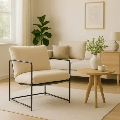 Poltrona Beige Braccioli Peso Supportato 120 kg 61x67x75h cm, Materiale Struttura in Metallo - Appare
