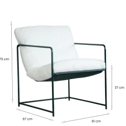 Poltrona Bianco Braccioli Peso Supportato 120 kg 61x67x75h cm, Materiale Struttura in Metallo - Appare