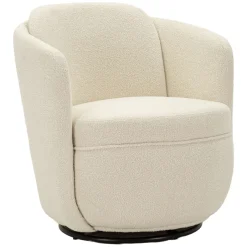 Poltrona Bianco Crema Nero Base Girevole Braccioli 70x72x75h cm, Materiale Struttura in Legno Nobilitato - Morond