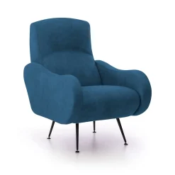 Poltrona blu Braccioli Peso Supportato 90 kg 70x100x98h cm, Materiale Struttura in Legno Made in Italy - Lasnigo
