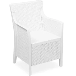 Poltrona da Esterno Bianco Braccioli 60x53 cm, Cuscini Inclusi Made in Italy - Wanless