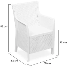 Poltrona da Esterno Bianco Braccioli 60x53 cm, Cuscini Inclusi Made in Italy - Wanless